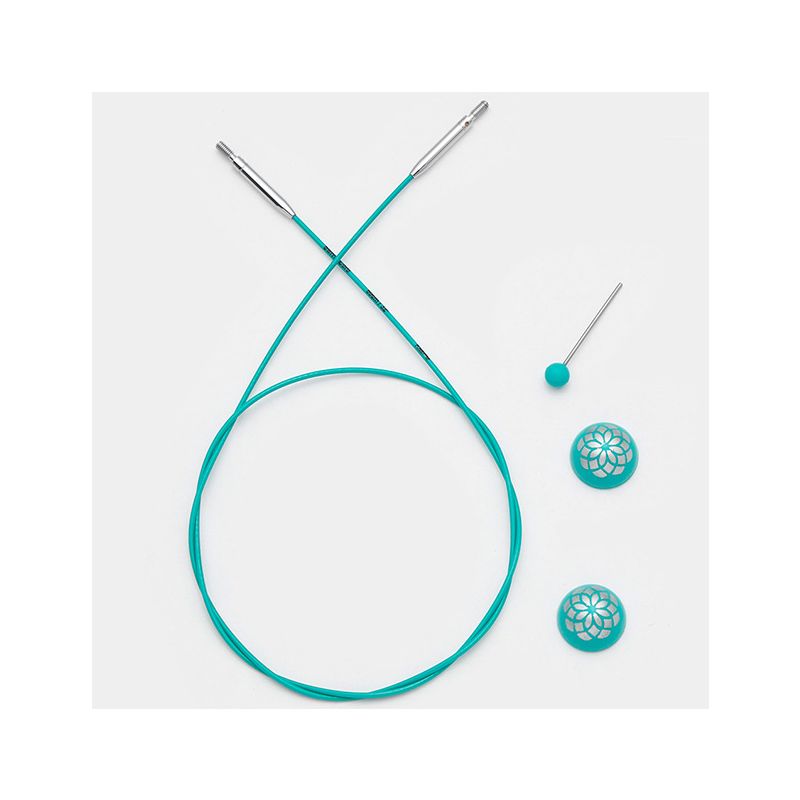 KnitPro Mindful teal 360 degree swivel interchangeable knitting cable