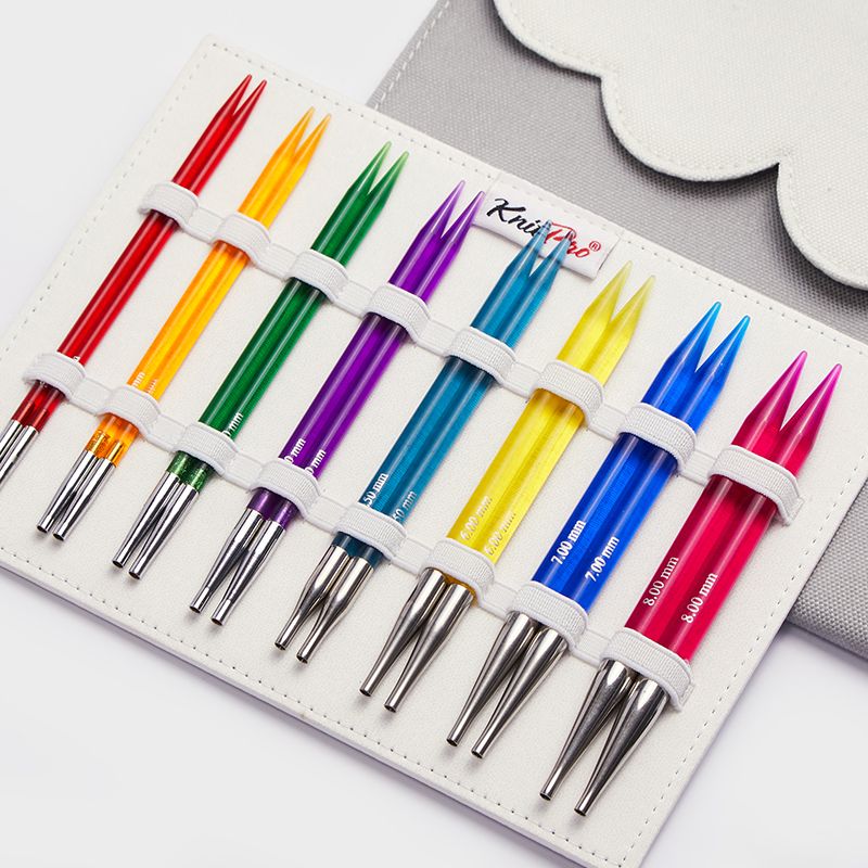 KnitPro Trendz polished acrylic interchangeable needle tips in eight sizes