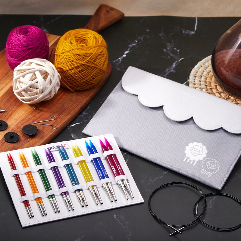Closed grey fabric case for KnitPro Trendz Deluxe needle set