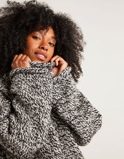 Wool and the Gang Audrey Sweater Knitting Pattern for Alpachino Merino, finished sweater neckline detail
