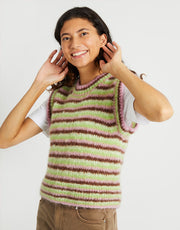 Wool and the Gang Gimme More Tank Knitting Pattern for Take Care Mohair, finished design example