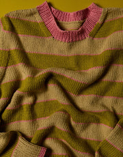 Wool and the Gang Lana Sweater Knitting Pattern for The One Cotton, finished sweater neckline detail