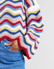 Wool and the Gang Malibu Sweater Crochet Pattern for Shiny Happy Cotton, finished sweater stitch detail
