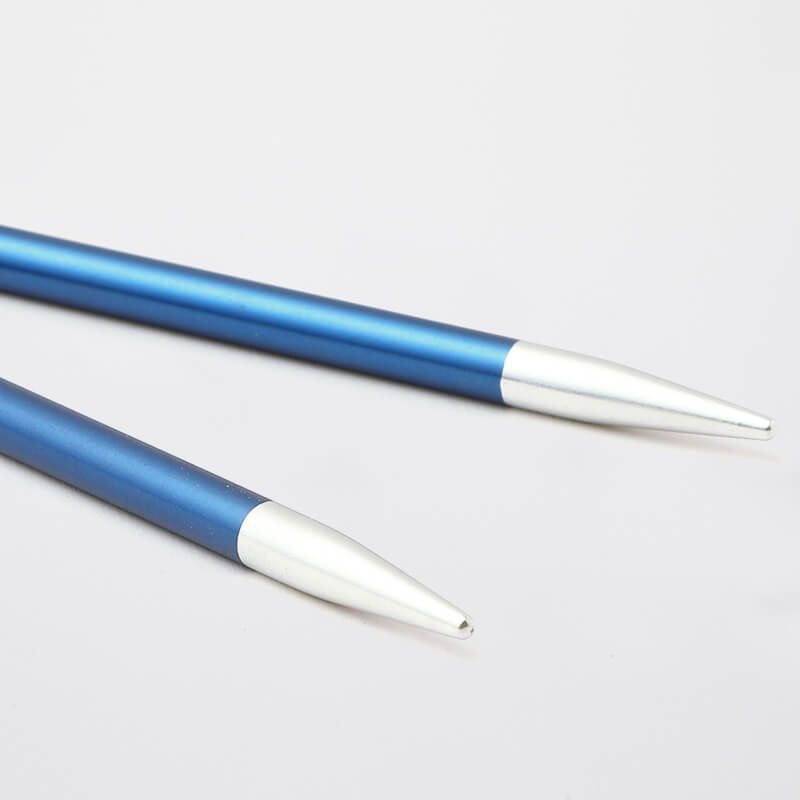 Blue 4mm KnitPro Zing Special 10cm interchangeable aluminium needle tip pair