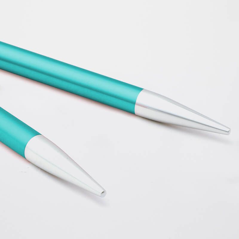 Turquoise 8mm KnitPro Zing 13cm interchangeable aluminium needle tip pair