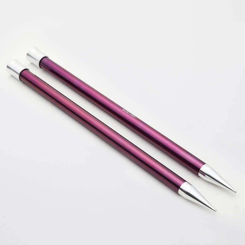 Representative large 12mm KnitPro Zing single pointed aluminium needle pair from the 35cm range