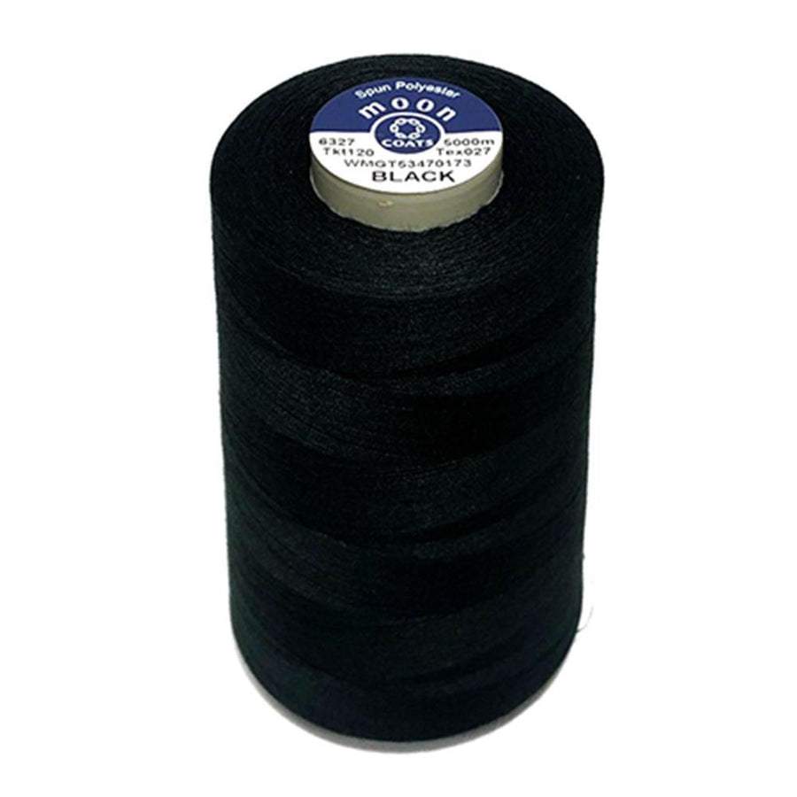 Coats Moon 120 Black spun polyester thread 5000m cone