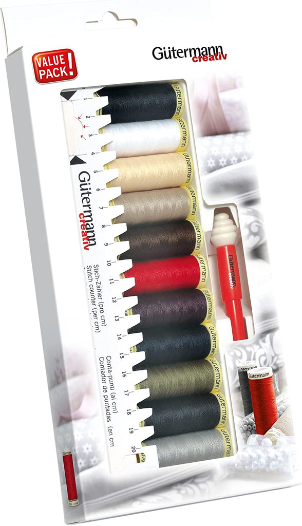 Gutermann Sew All Sewing Thread Pack with Seam Ripper & Gauge