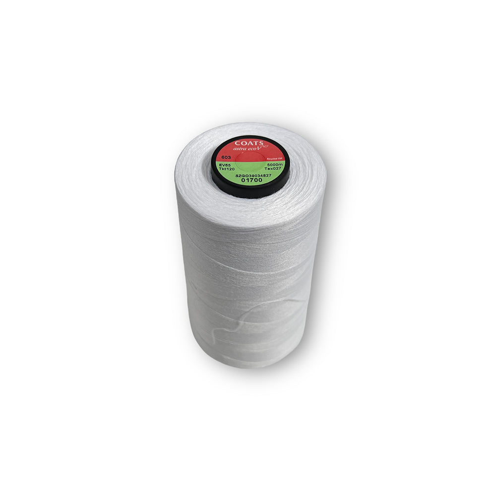 Coats EcoVerde Astra 120 recycled polyester thread White 01700 cone