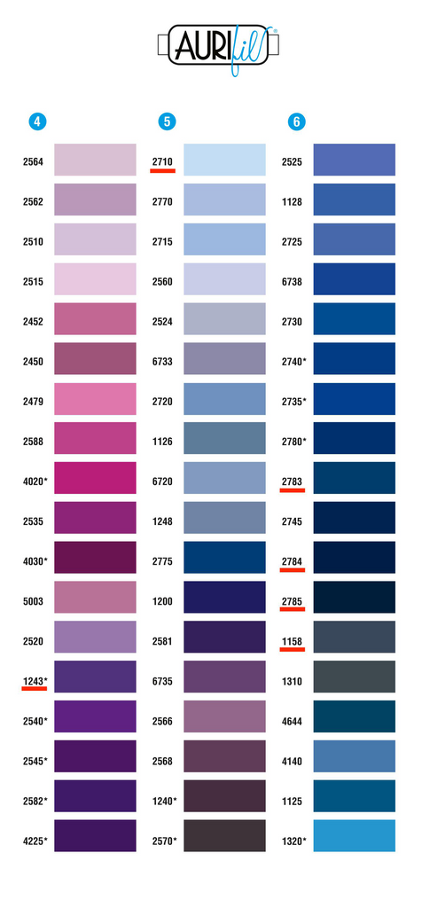 Aurifil 50 100% Cotton Thread - 1300m Cones - Popular Colours