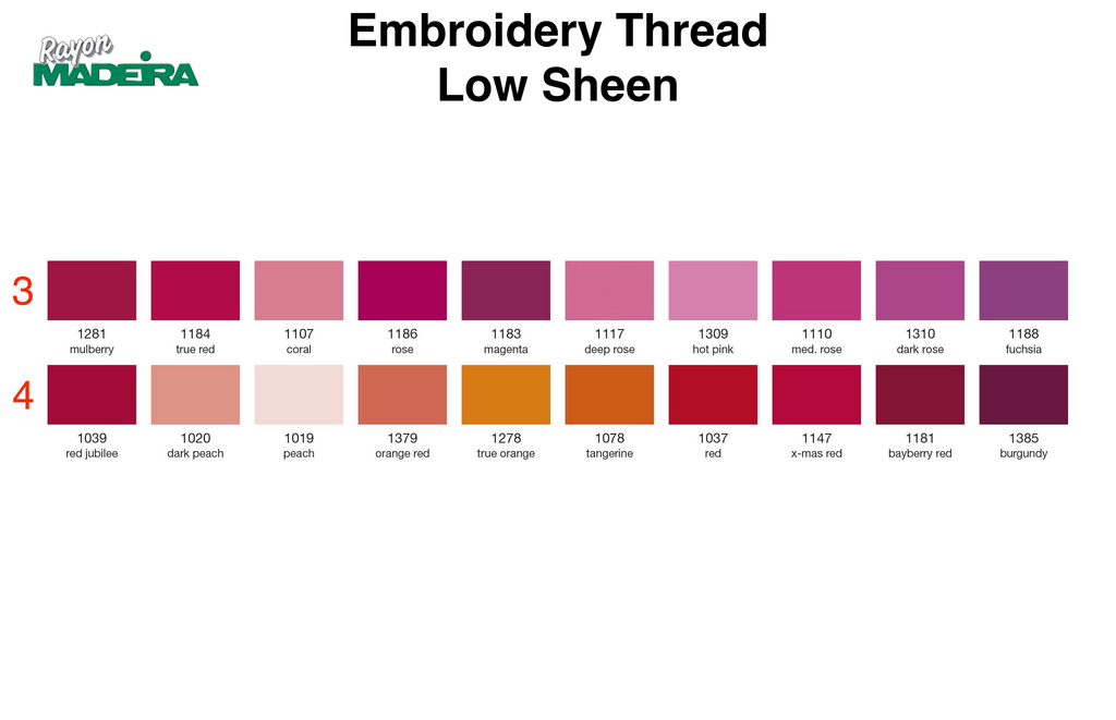 Madeira Rayon 40 Embroidery Thread 200m. Group 3-4