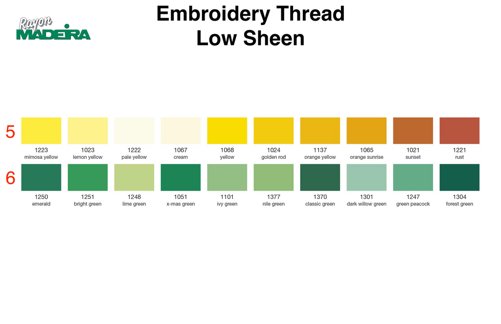 Madeira Rayon 40 Embroidery Thread 200m. Group 5-6