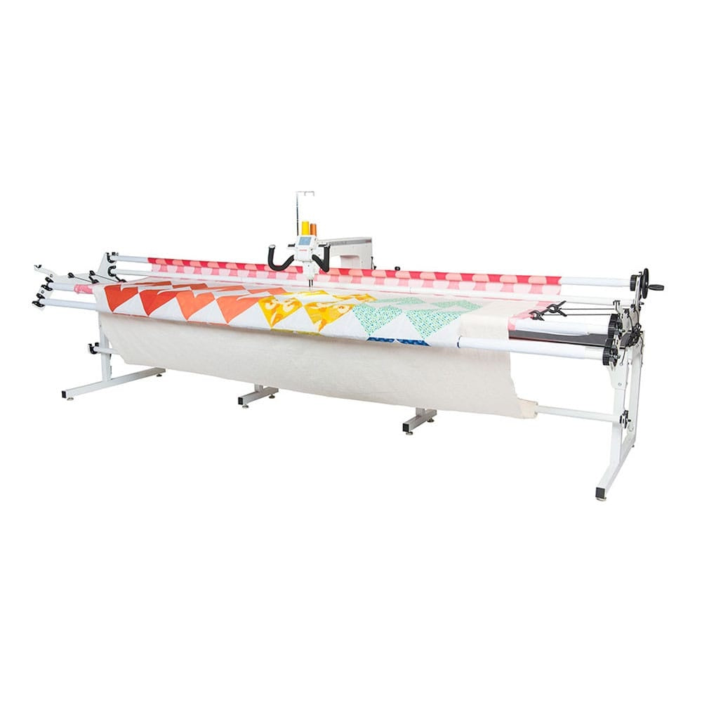 Janome Quilt Maker Pro 18 longarm quilting machine on quilting frame